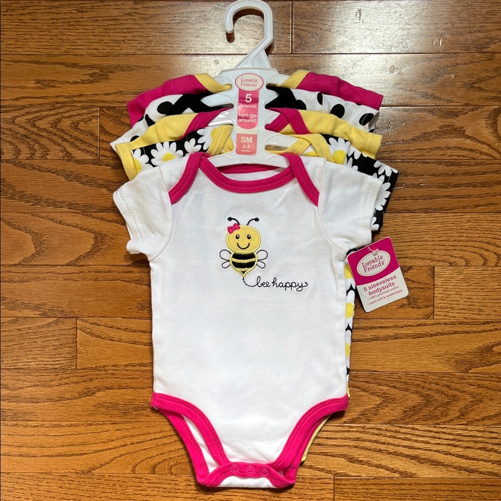 LUVABLE FRIENDS 100% COTTON ONESIES PACK OF 5